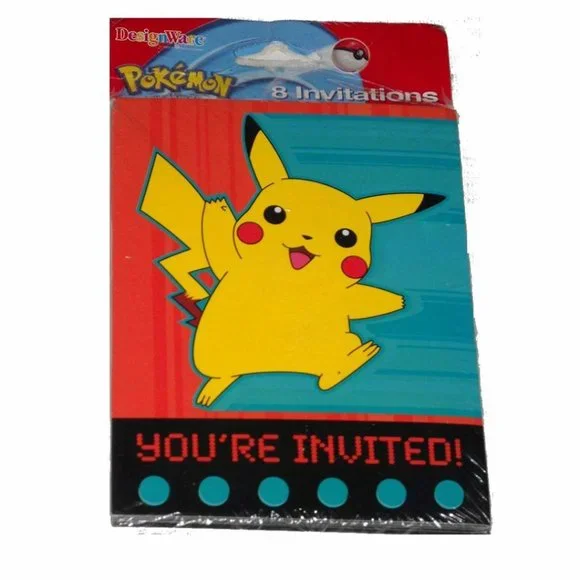 Pokemon | Other | Pokemon Birthday Invitations Pack With 8 Cards Vintage  Designware | Poshmark